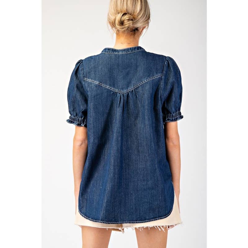 Mineral Washed Denim Top Clothing La Vie Bien Mineral Washed Denim Top