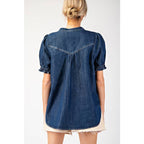 Mineral Washed Denim Top Clothing La Vie Bien Mineral Washed Denim Top