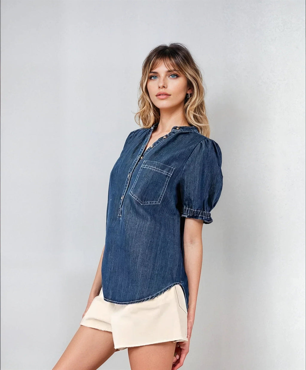 Mineral Washed Denim Top Clothing La Vie Bien Mineral Washed Denim Top