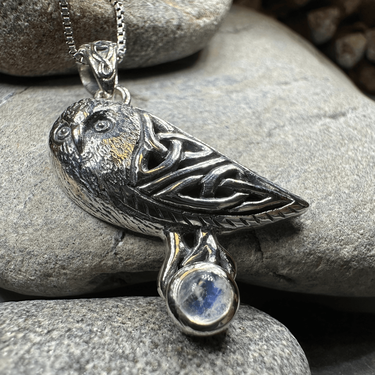 Minerva Celtic Owl Necklace in Sterling Silver Pendant La Vie Bien Minerva Celtic Owl Necklace in Sterling Silver