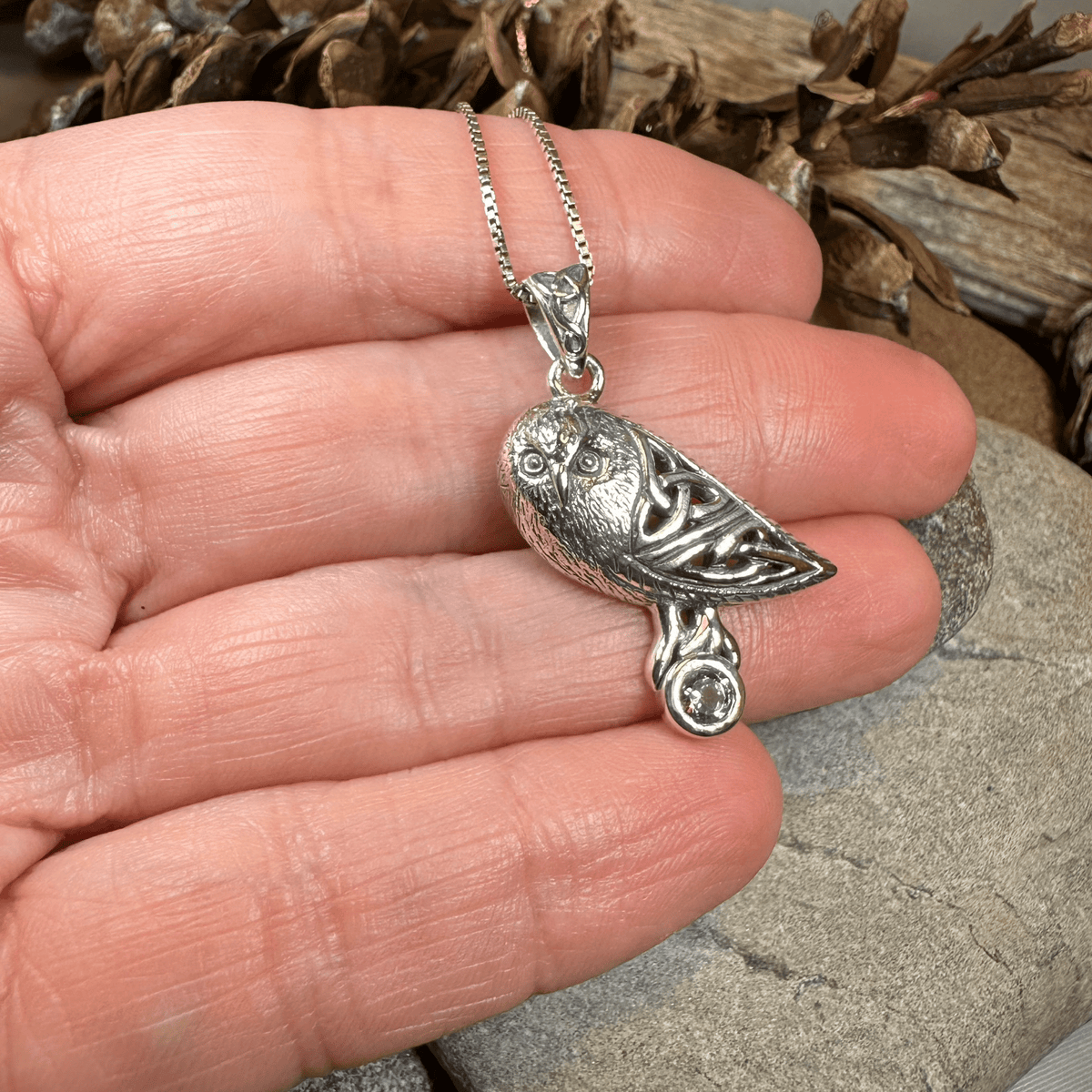 Minerva Celtic Owl Necklace in Sterling Silver Pendant La Vie Bien Minerva Celtic Owl Necklace in Sterling Silver