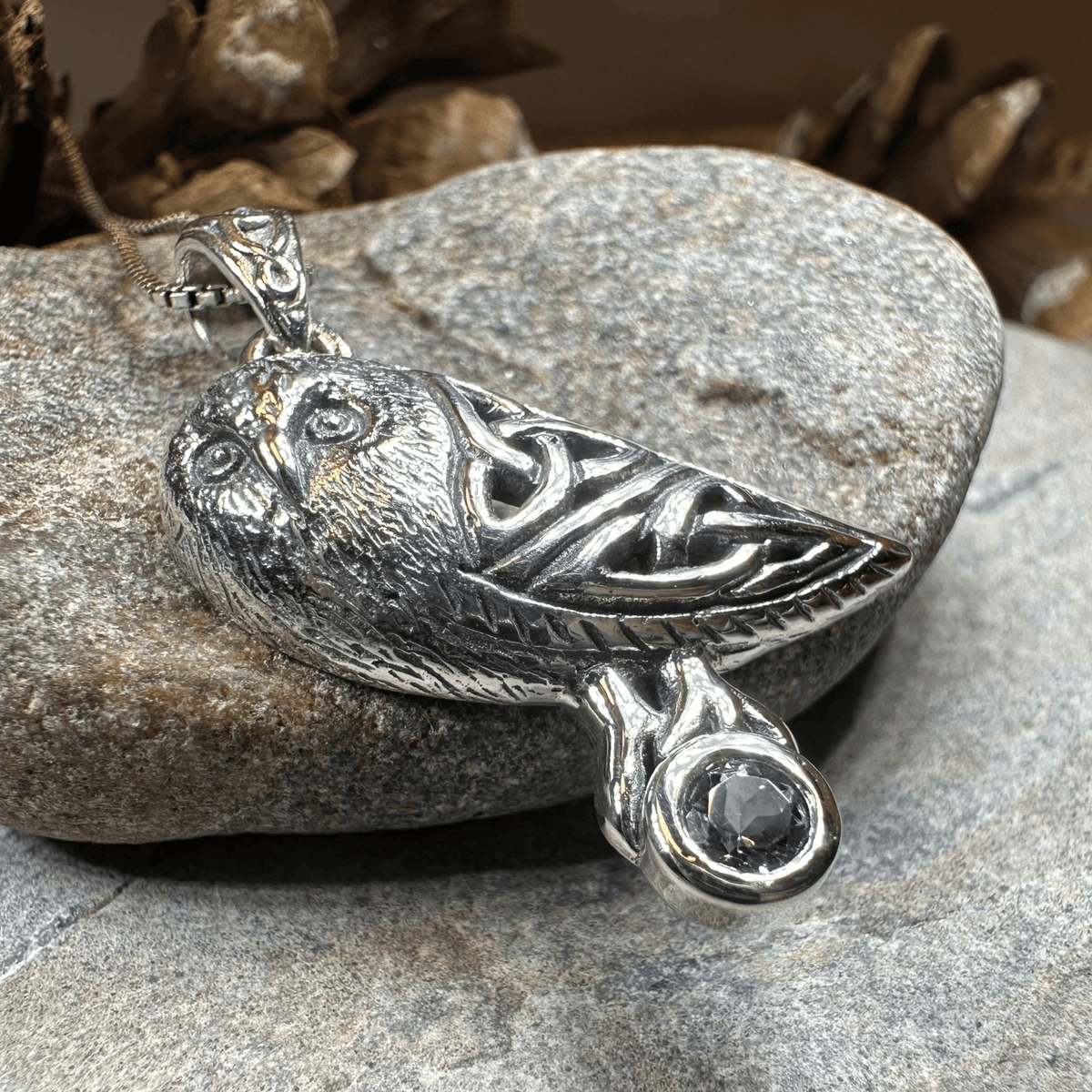 Minerva Celtic Owl Necklace in Sterling Silver Pendant La Vie Bien Minerva Celtic Owl Necklace in Sterling Silver
