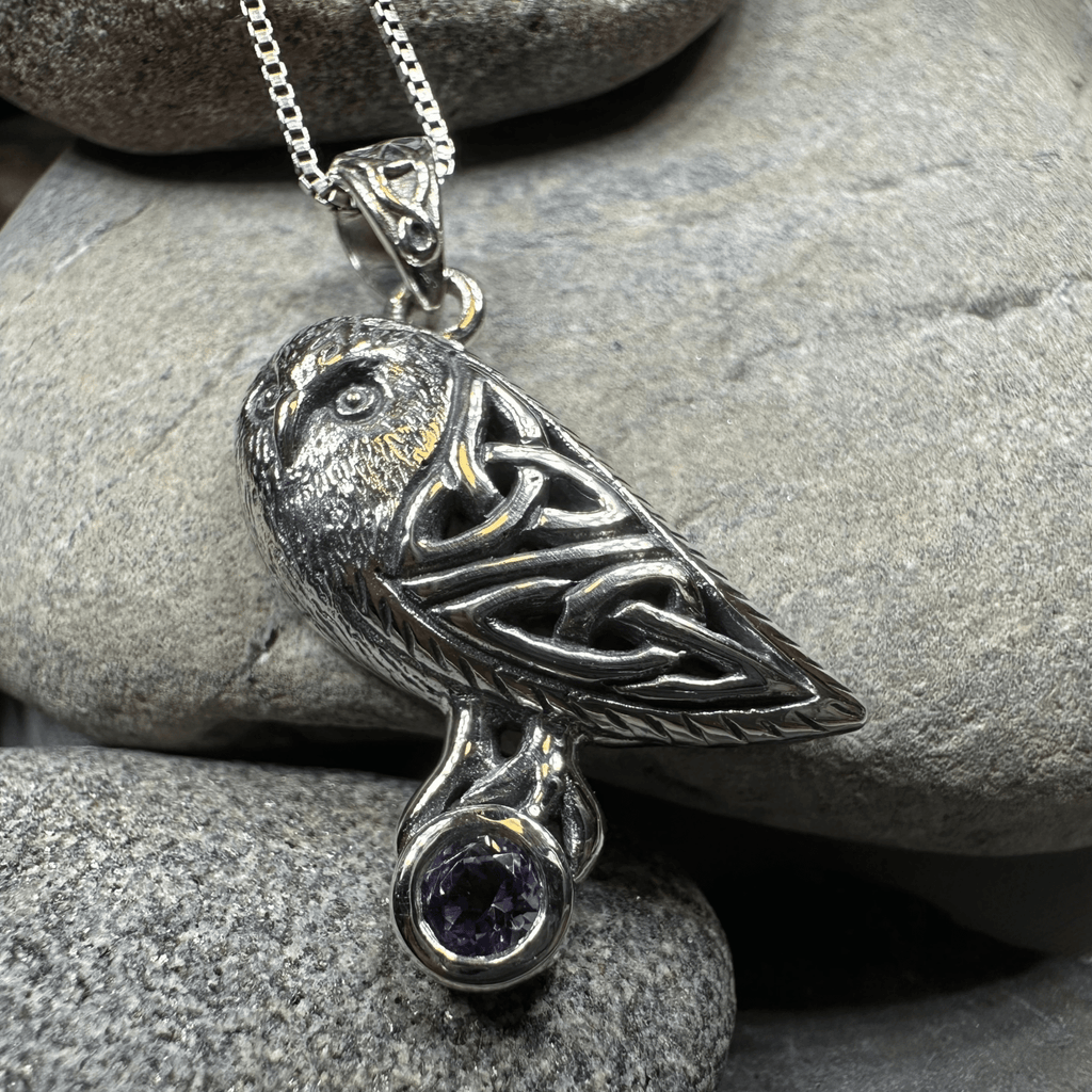 Minerva Celtic Owl Necklace in Sterling Silver Pendant La Vie Bien Minerva Celtic Owl Necklace in Sterling Silver