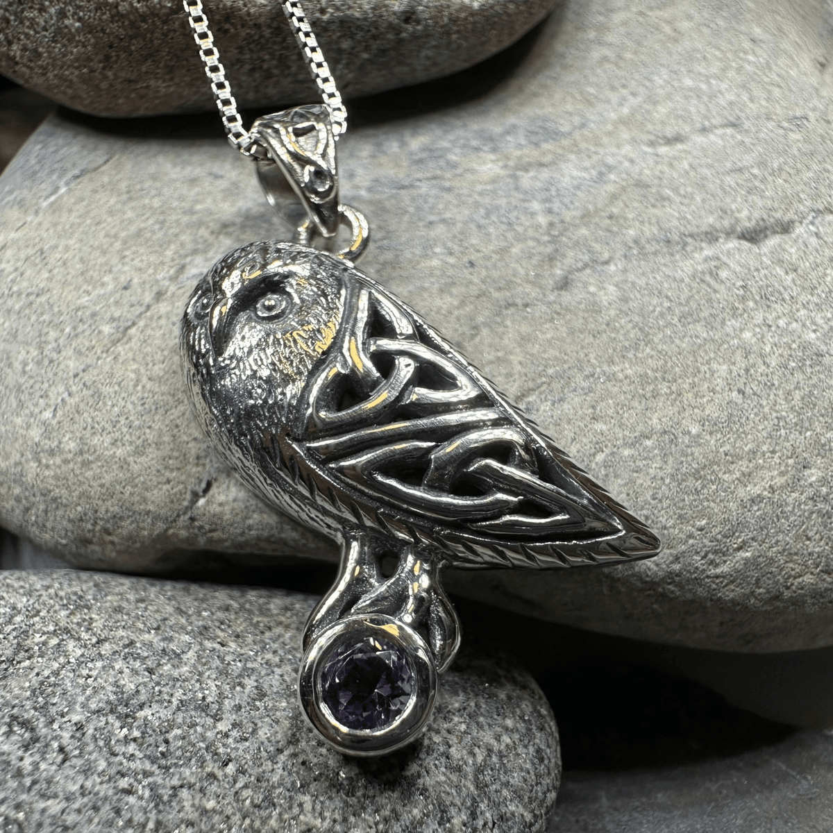 Minerva Celtic Owl Necklace in Sterling Silver Pendant La Vie Bien Minerva Celtic Owl Necklace in Sterling Silver