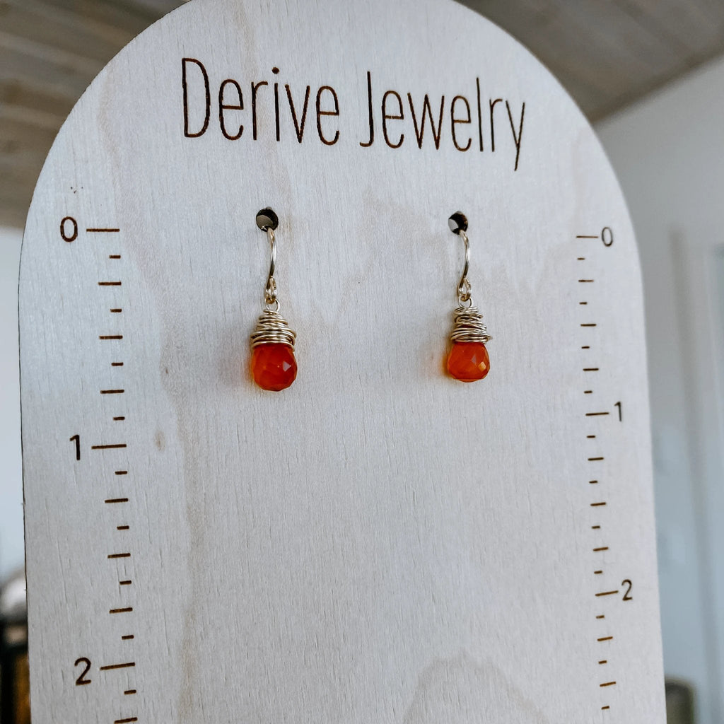 Mini Carnelian Drop Earrings by Derive Jewelry