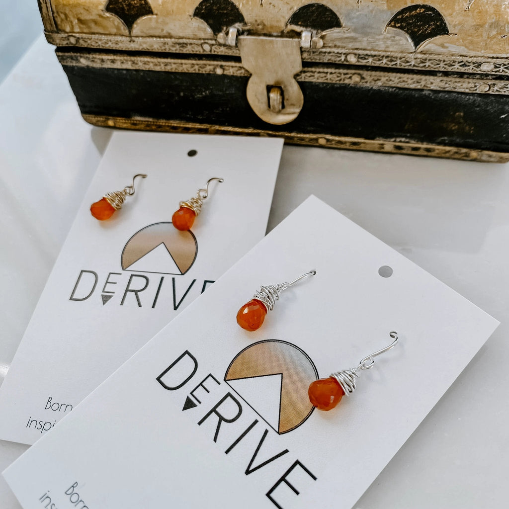 Mini Carnelian Drop Earrings by Derive Jewelry