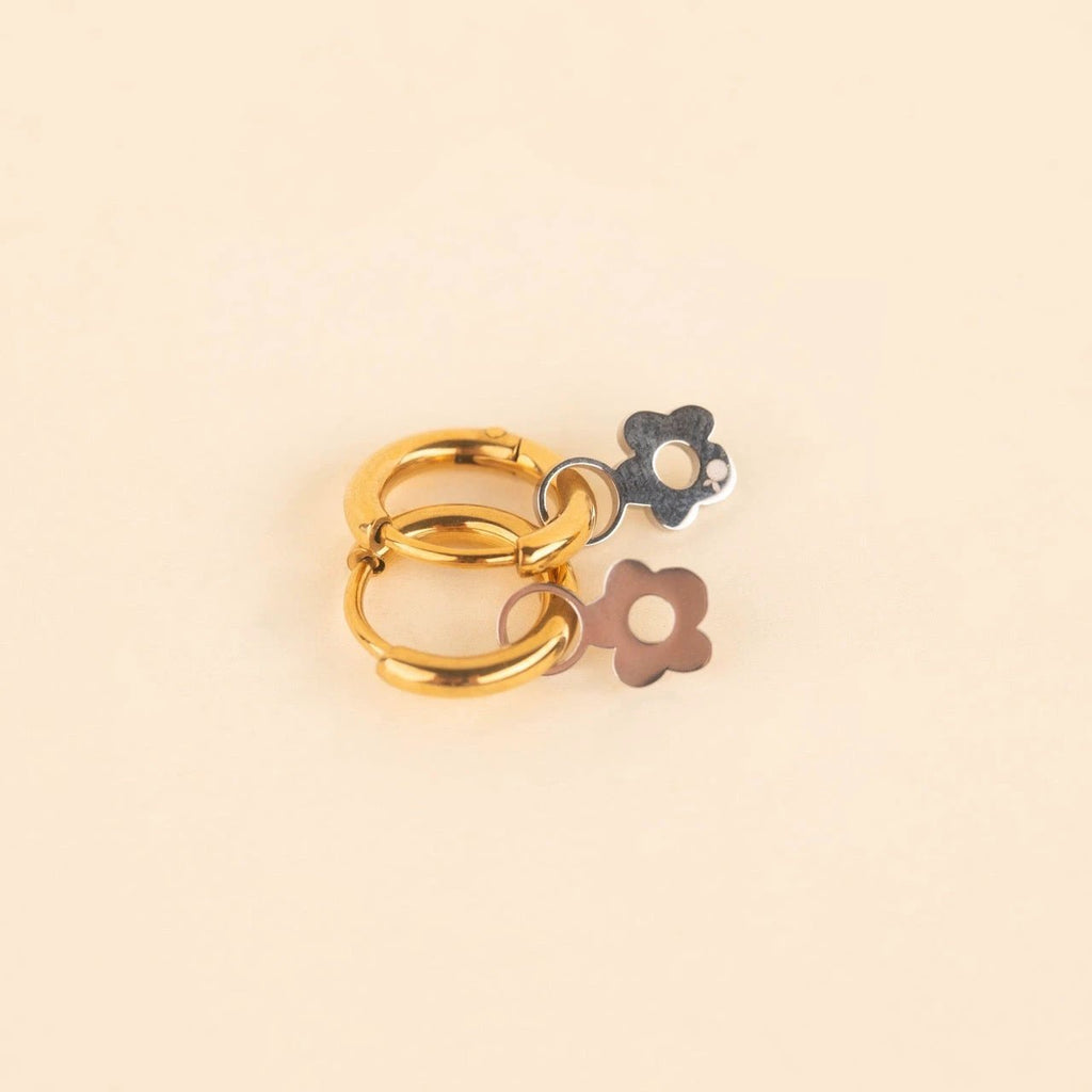Mini Flower Huggie Hoop Charms by Oh Clementine