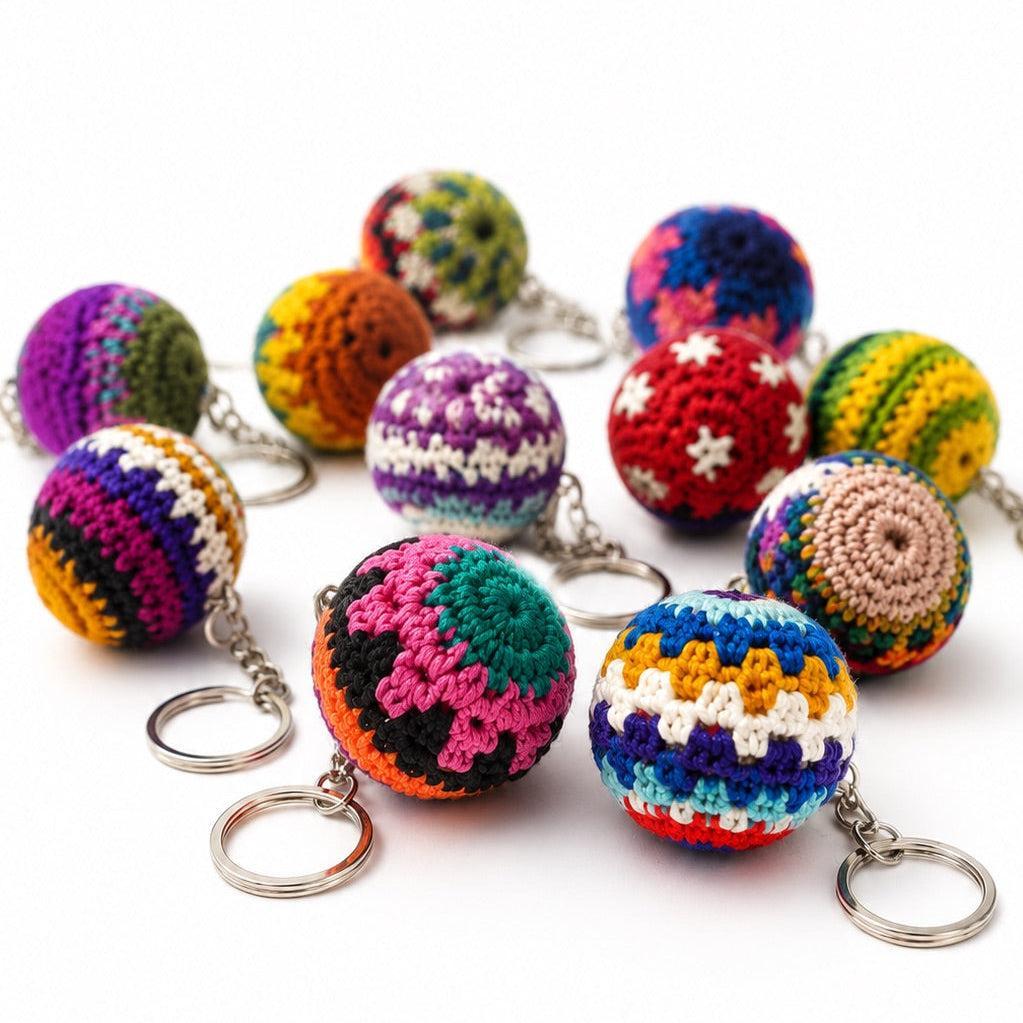 Mini Hacky Sack Handmade Footbag Knit Crochet Keychain – Guatemala Accessories La Vie Bien Mini Hacky Sack Handmade Footbag Knit Crochet Keychain – Guatemala