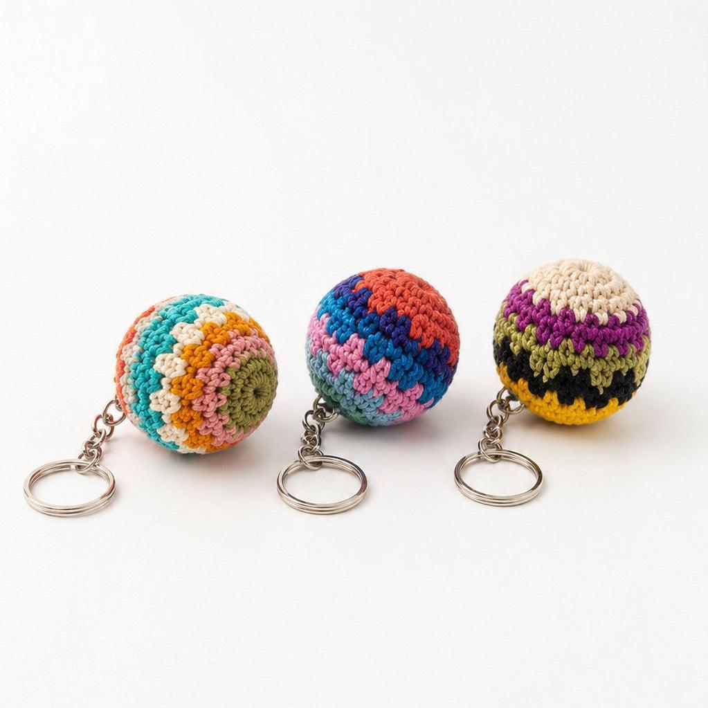 Mini Hacky Sack Handmade Footbag Knit Crochet Keychain – Guatemala Accessories La Vie Bien Mini Hacky Sack Handmade Footbag Knit Crochet Keychain – Guatemala