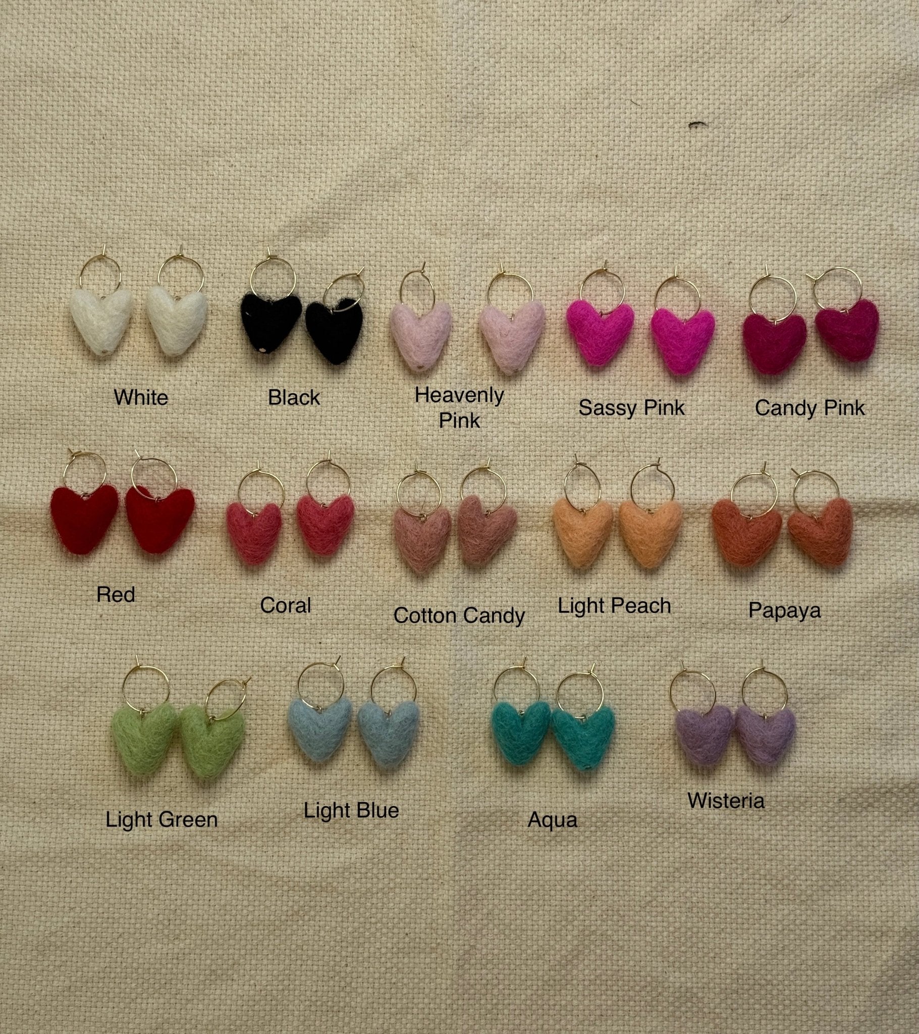 MINI Heart Felt Earrings Earrings La Vie Bien MINI Heart Felt Earrings
