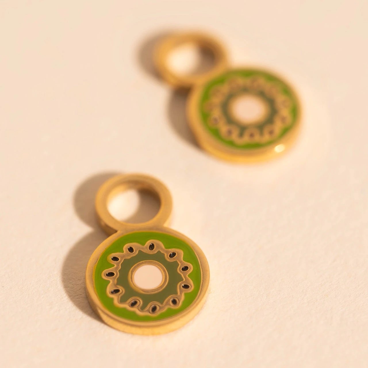 Mini Kiwi Huggie Hoop Charms by Oh Clementine