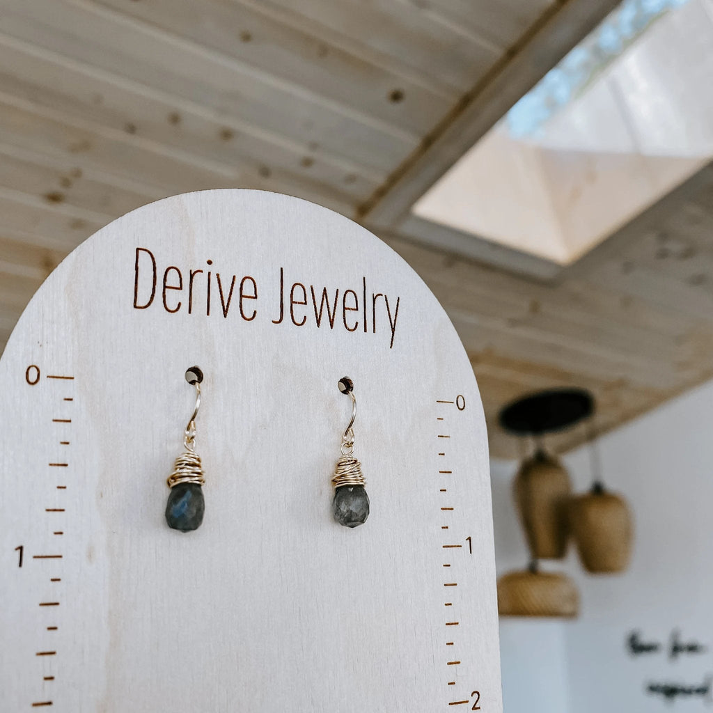Mini Labradorite Drop Earrings by Derive Jewelry