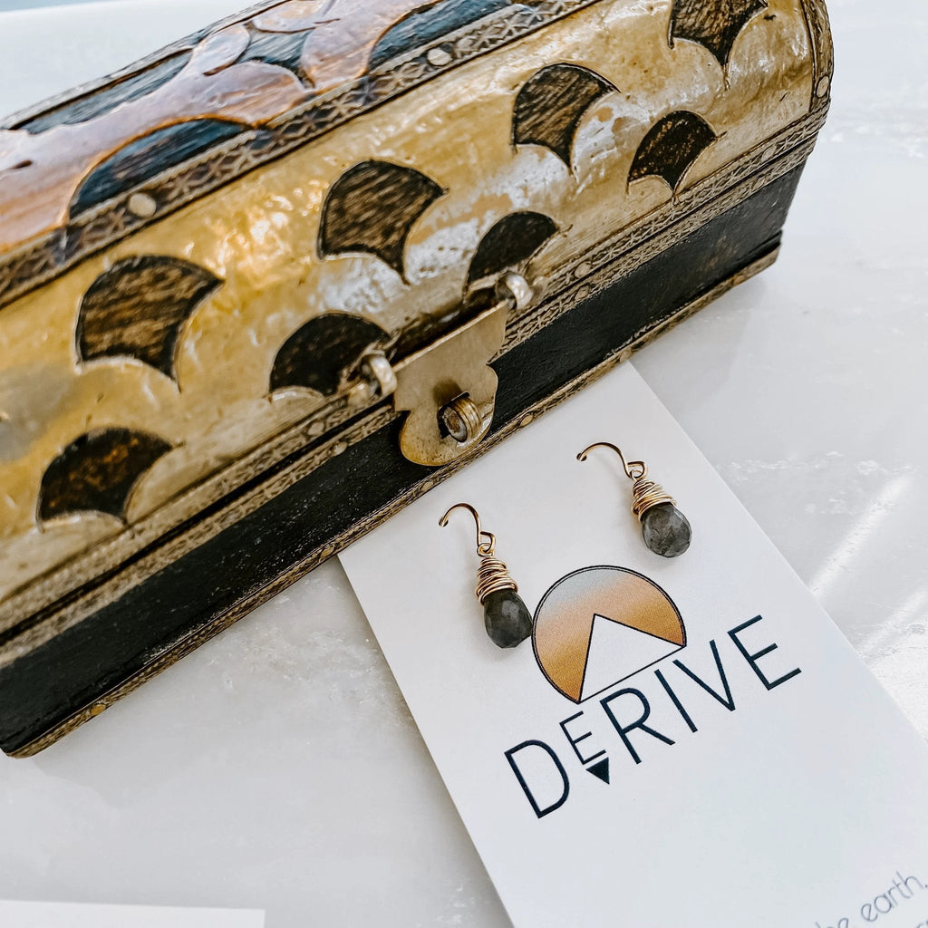 Mini Labradorite Drop Earrings by Derive Jewelry