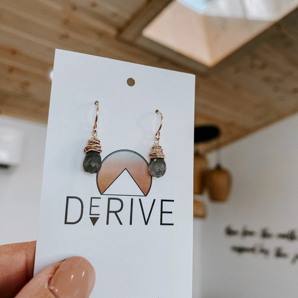 Mini Labradorite Drop Earrings by Derive Jewelry