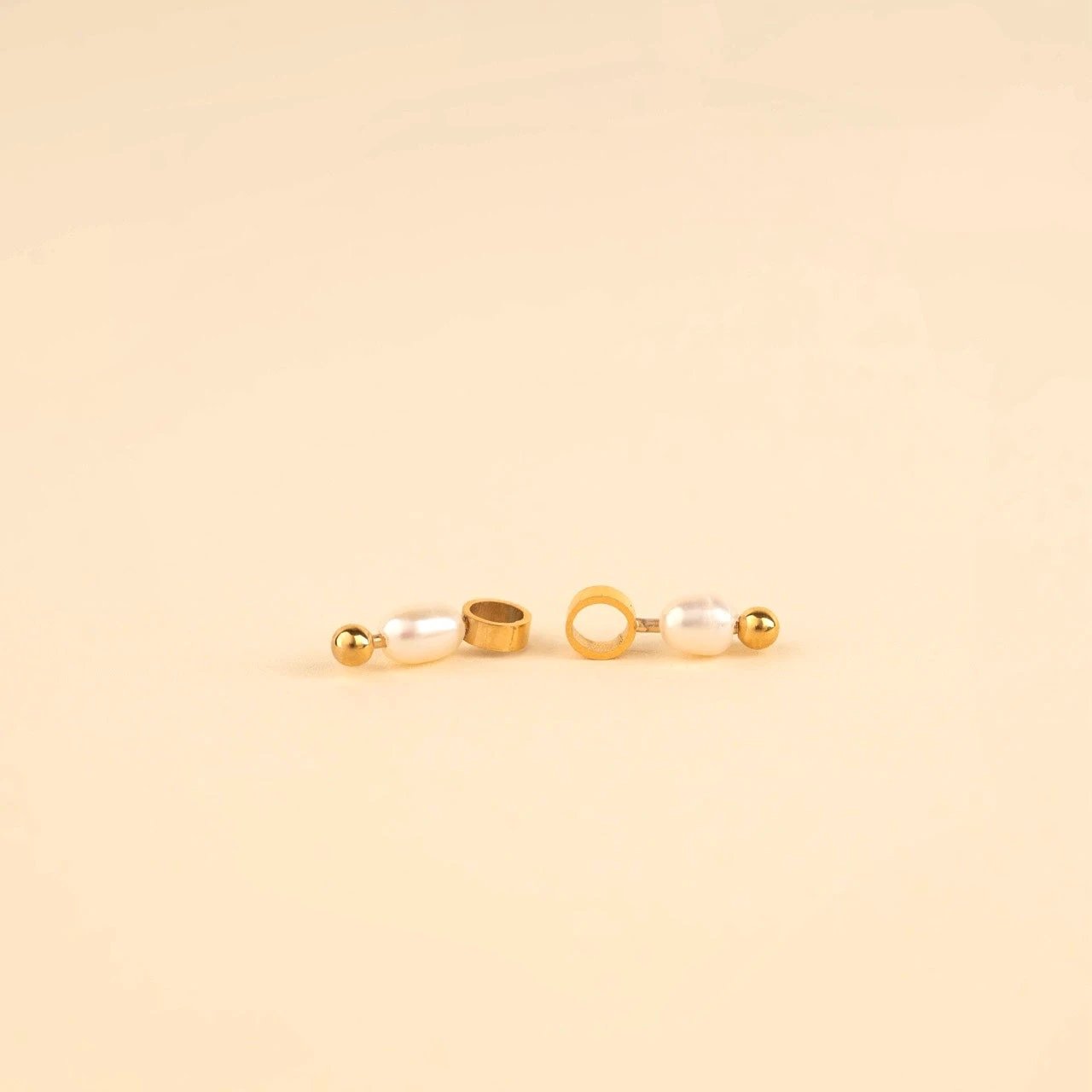 Mini Natural Pearl Huggie Hoop Charms by Oh Clementine
