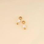Mini Natural Pearl Huggie Hoop Charms by Oh Clementine