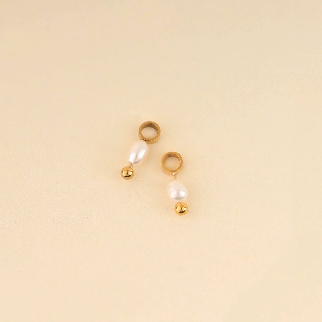 Mini Natural Pearl Huggie Hoop Charms by Oh Clementine