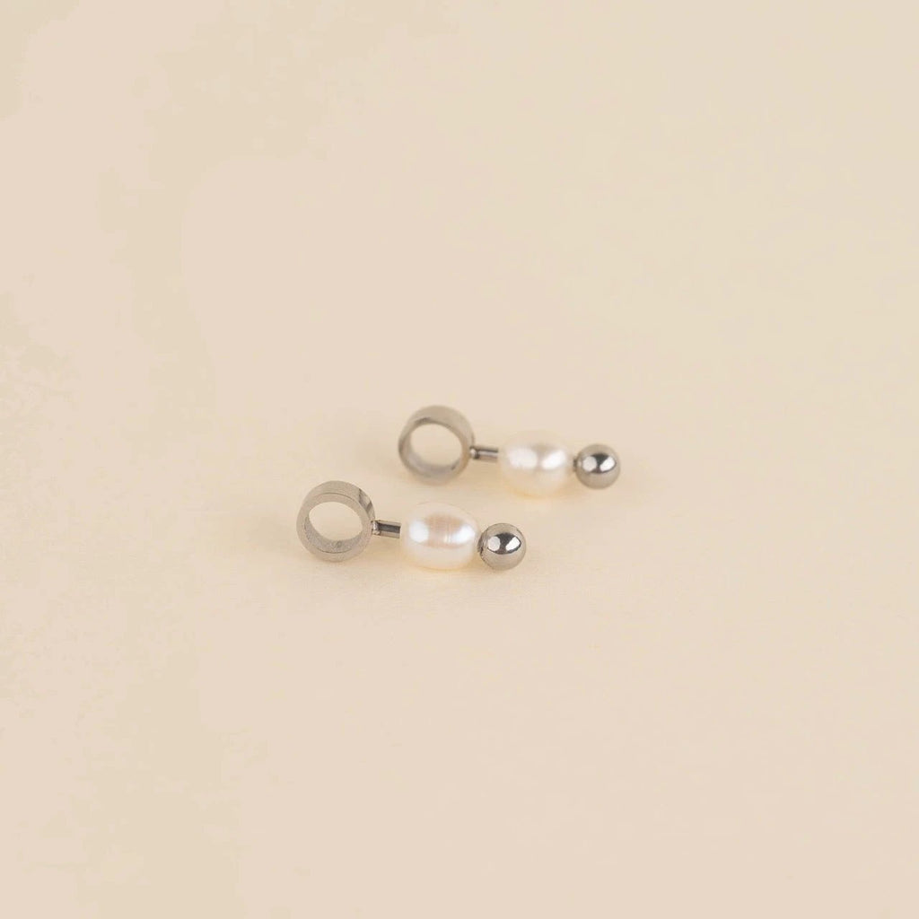 Mini Natural Pearl Huggie Hoop Charms by Oh Clementine
