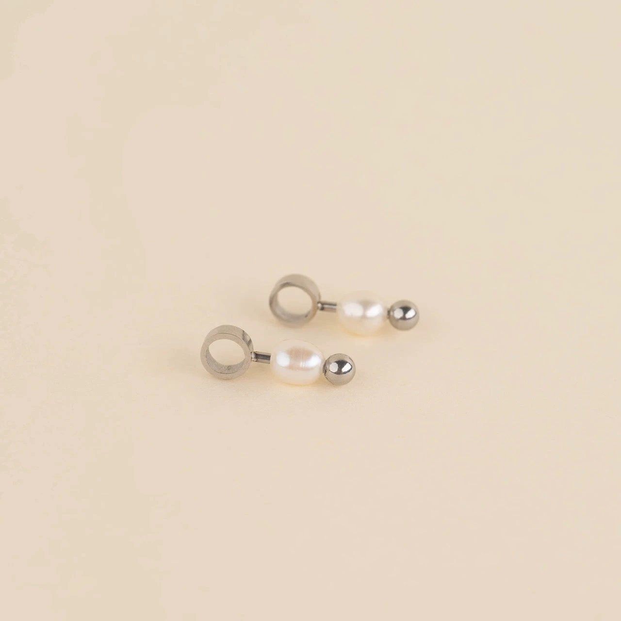 Mini Natural Pearl Huggie Hoop Charms by Oh Clementine