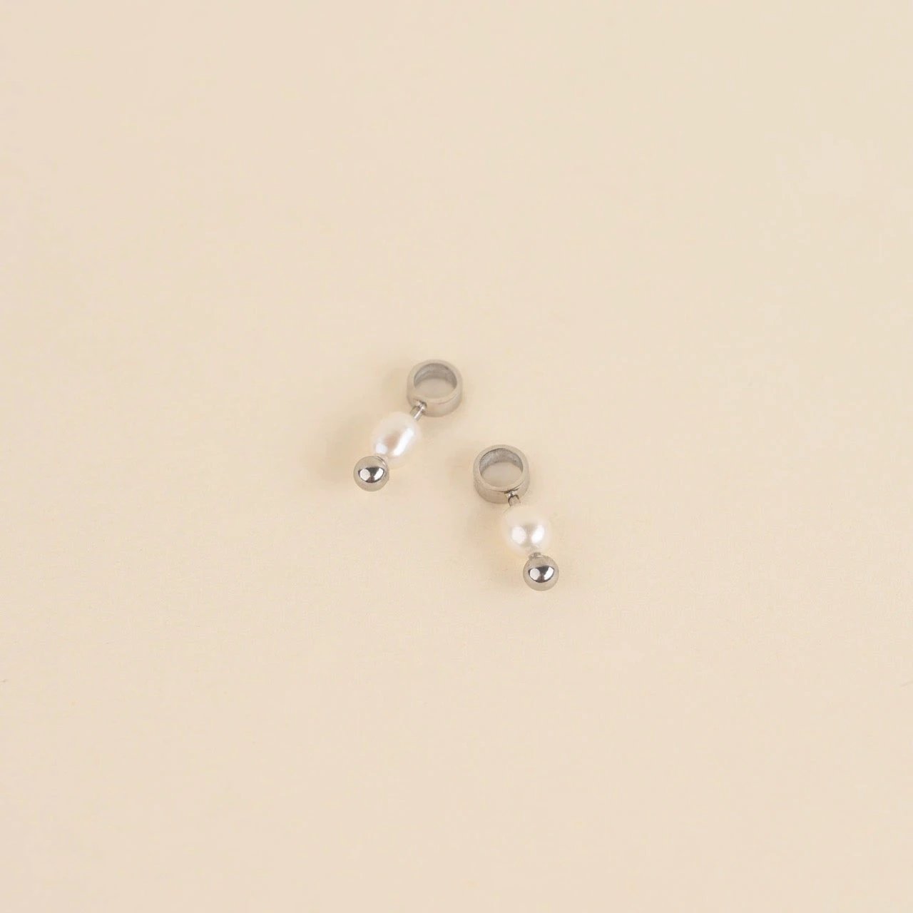 Mini Natural Pearl Huggie Hoop Charms by Oh Clementine