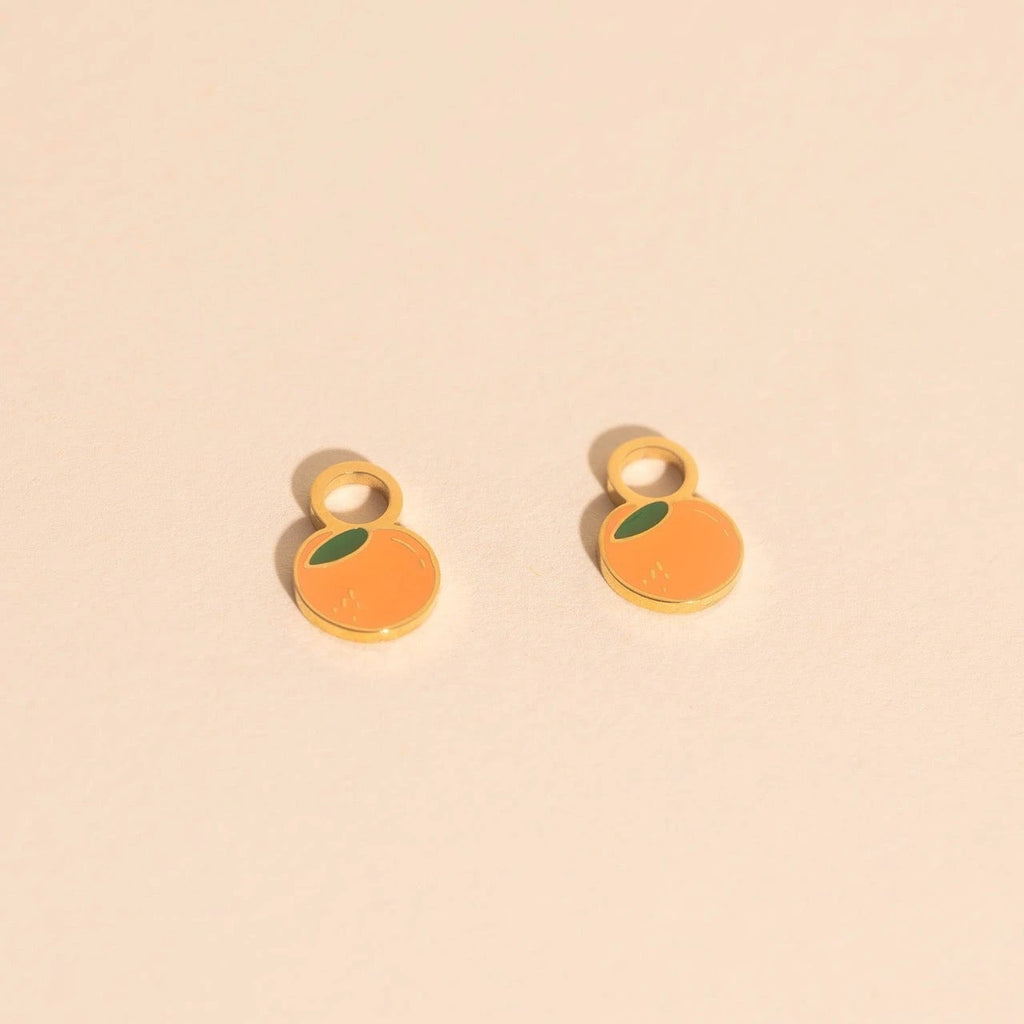 Mini Peach Huggie Hoop Charms by Oh Clementine