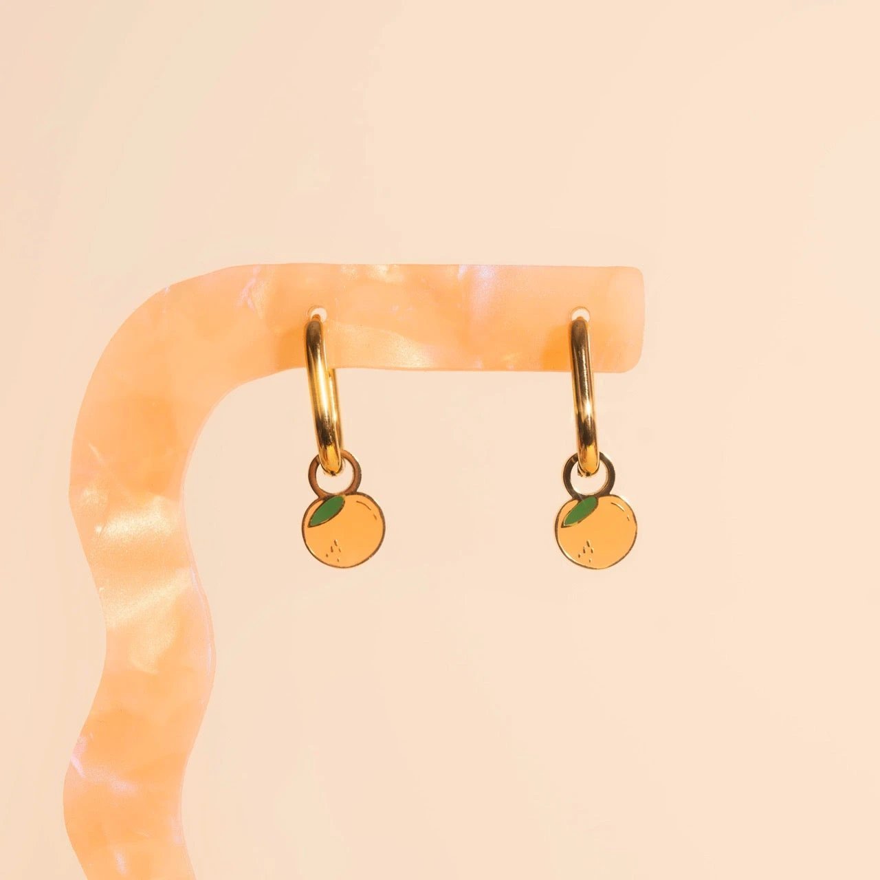 Mini Peach Huggie Hoop Charms by Oh Clementine