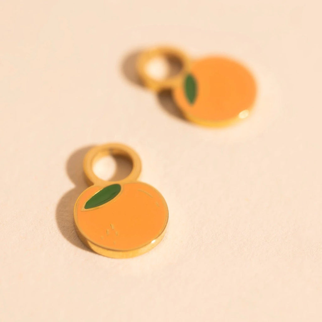 Mini Peach Huggie Hoop Charms by Oh Clementine