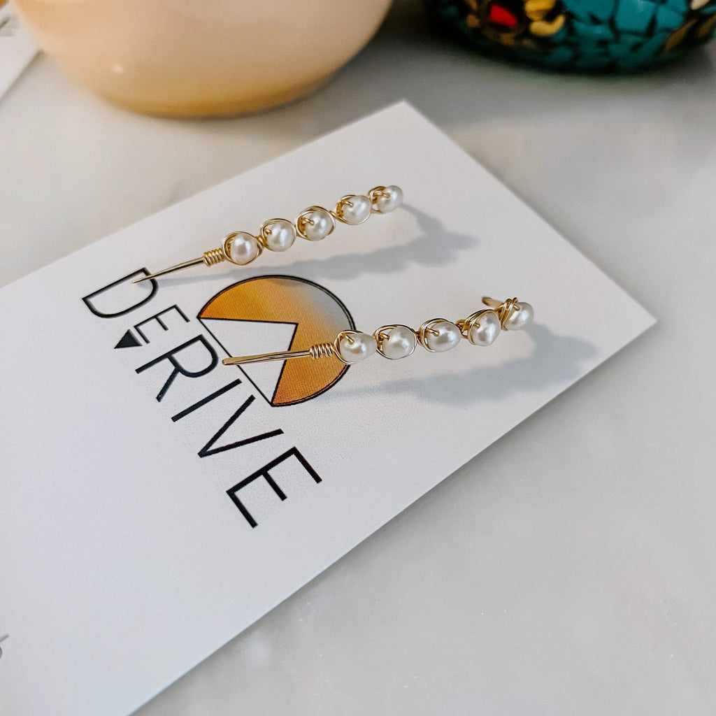 Mini Pearl U Shaped Threader Earrings by Derive Jewelry