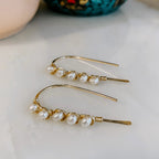 Mini Pearl U Shaped Threader Earrings by Derive Jewelry