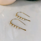 Mini Pearl U Shaped Threader Earrings by Derive Jewelry