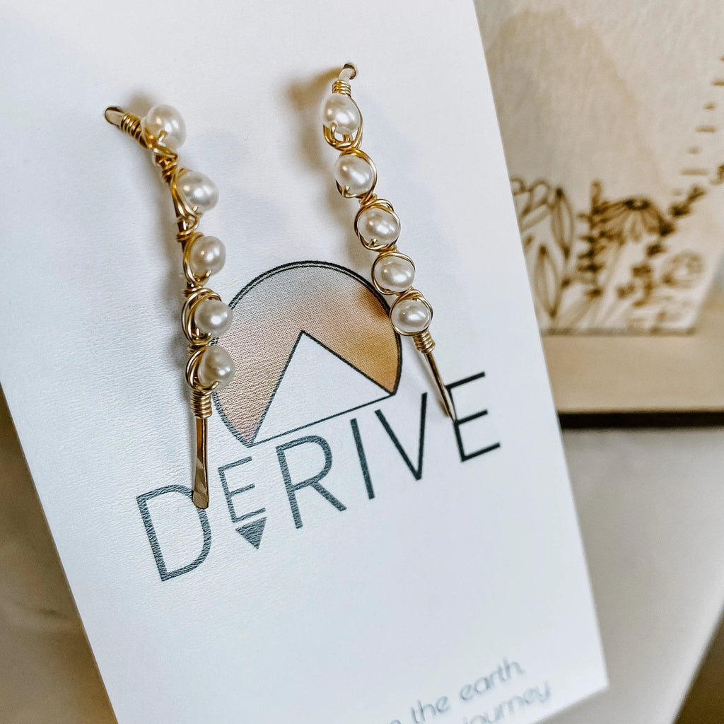 Mini Pearl U Shaped Threader Earrings by Derive Jewelry