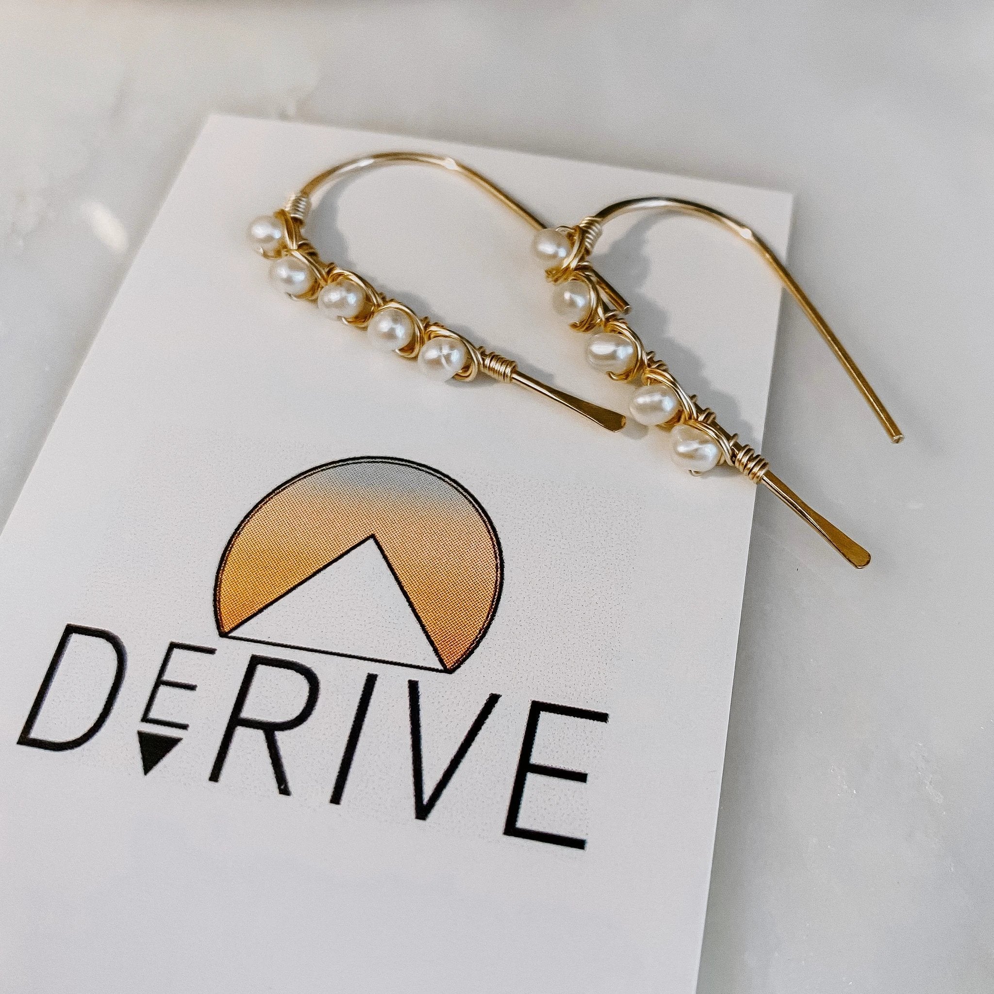 Mini Pearl U Shaped Threader Earrings by Derive Jewelry