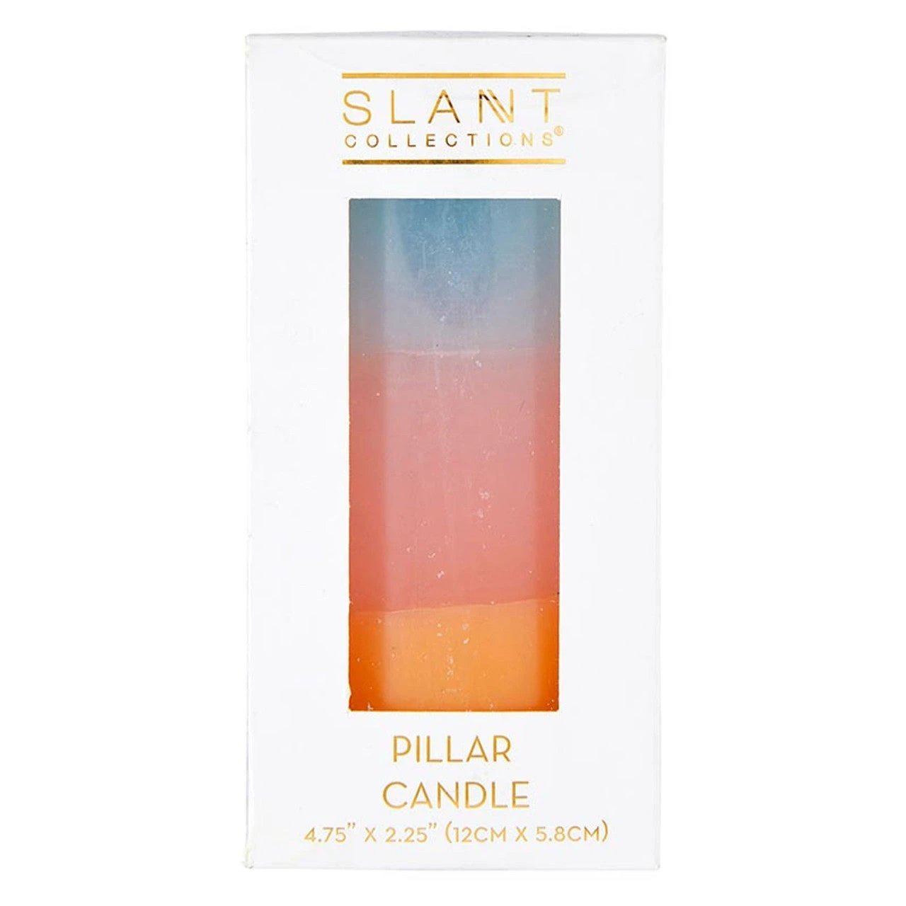 Mini Pillar Candle in Blue Pink Orange | Tri-Colored Ombre Aesthetic Table Candle 4.75" by The Bullish Store