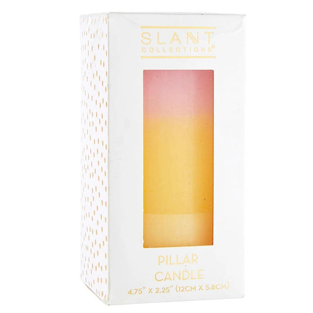 Mini Pillar Candle in Pink Orange White | Aesthetic Unscented Dinner Candle 4.75" by The Bullish Store