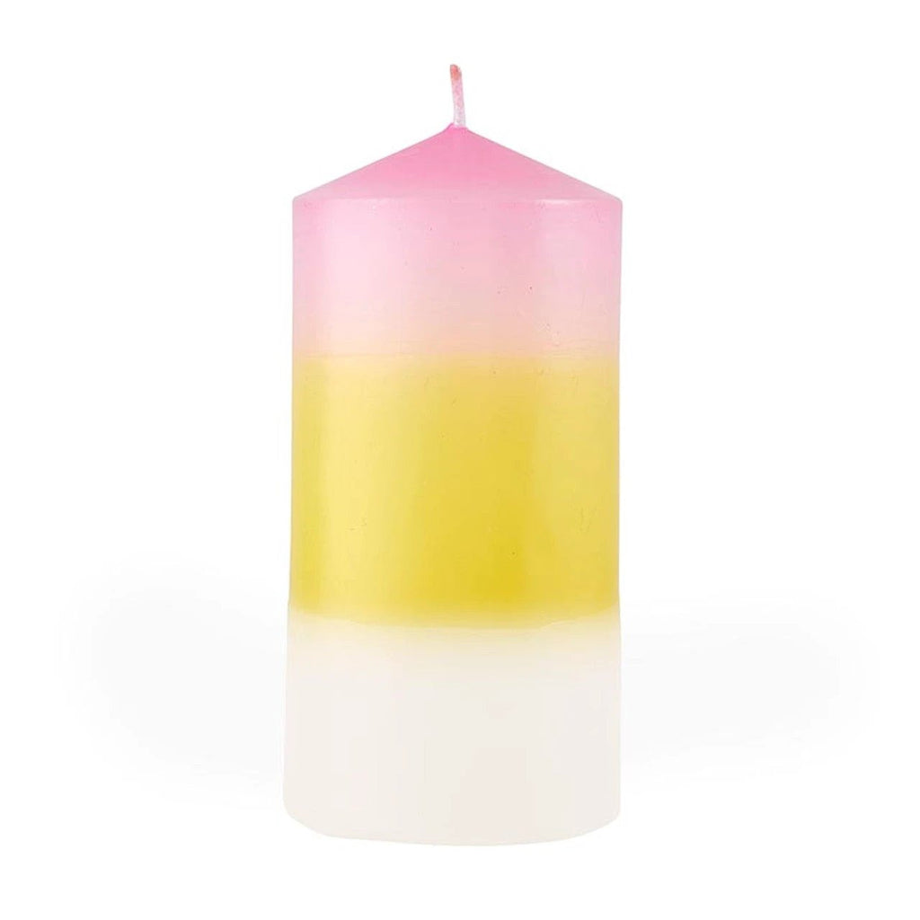 Mini Pillar Candle in Pink Orange White | Aesthetic Unscented Dinner Candle 4.75" by The Bullish Store