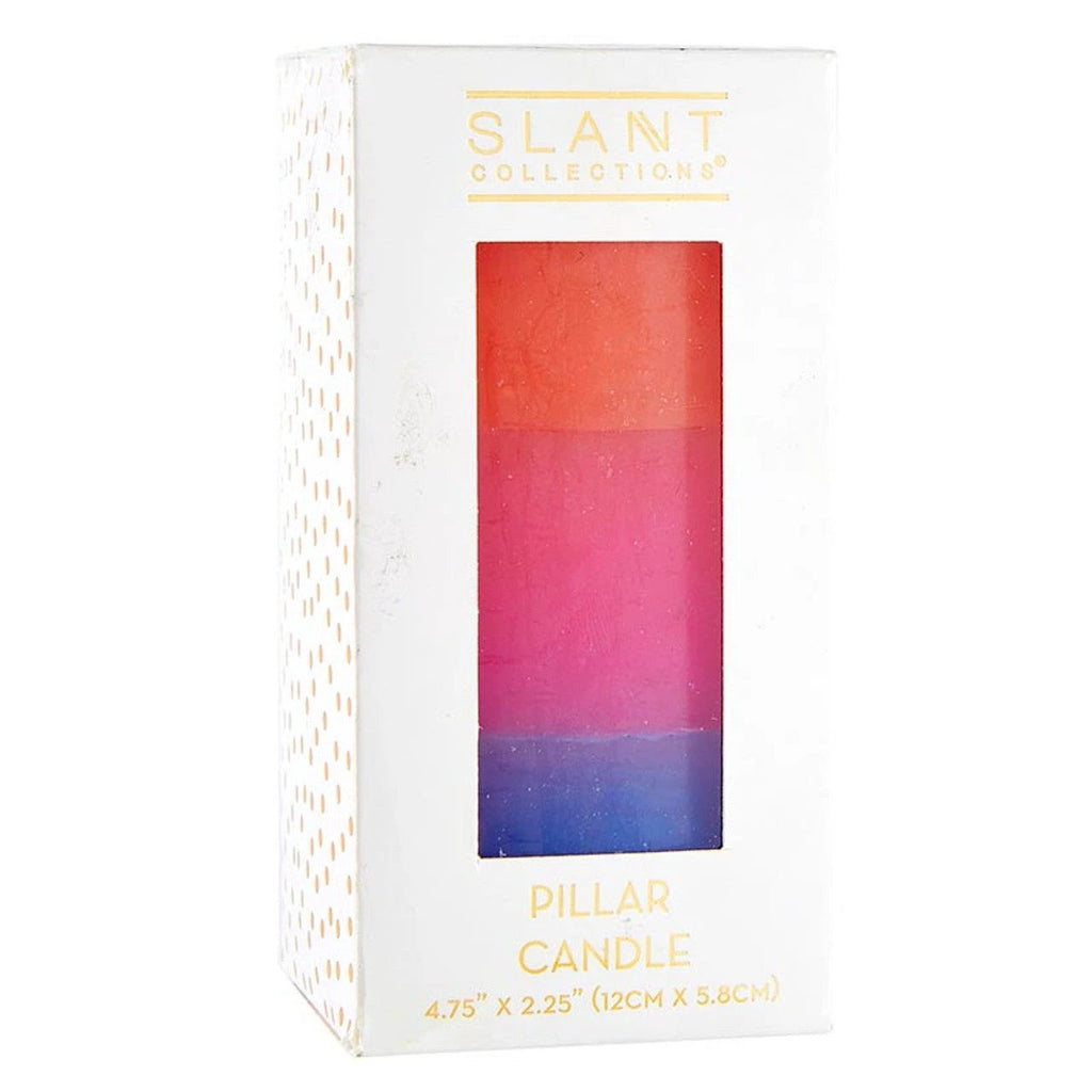 Mini Red-Pink-Blue Pillar Candle | Aesthetic Unscented Table Decor Cylindrical Candle 4.75" by The Bullish Store