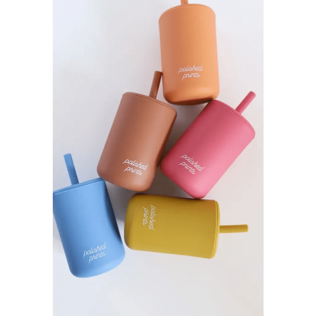 Mini Silicone Straw Cups for Kids in Mustard