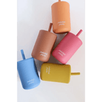 Mini Silicone Straw Cups for Kids in Mustard