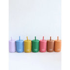 Mini Silicone Straw Cups for Kids in Mustard