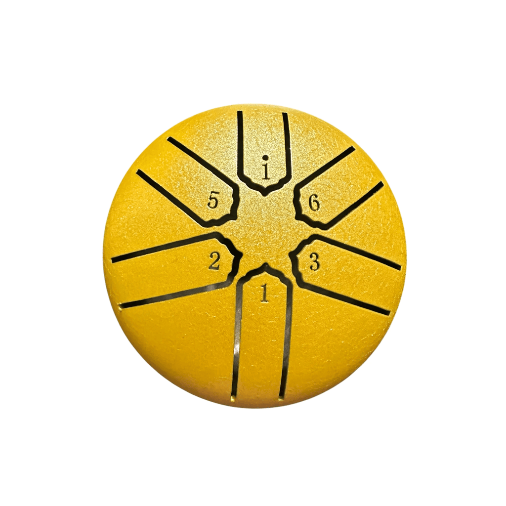 mini-steel-rain-drum-3-inch-percussion-instrument-with-mallet-yellow by Music Frog Co