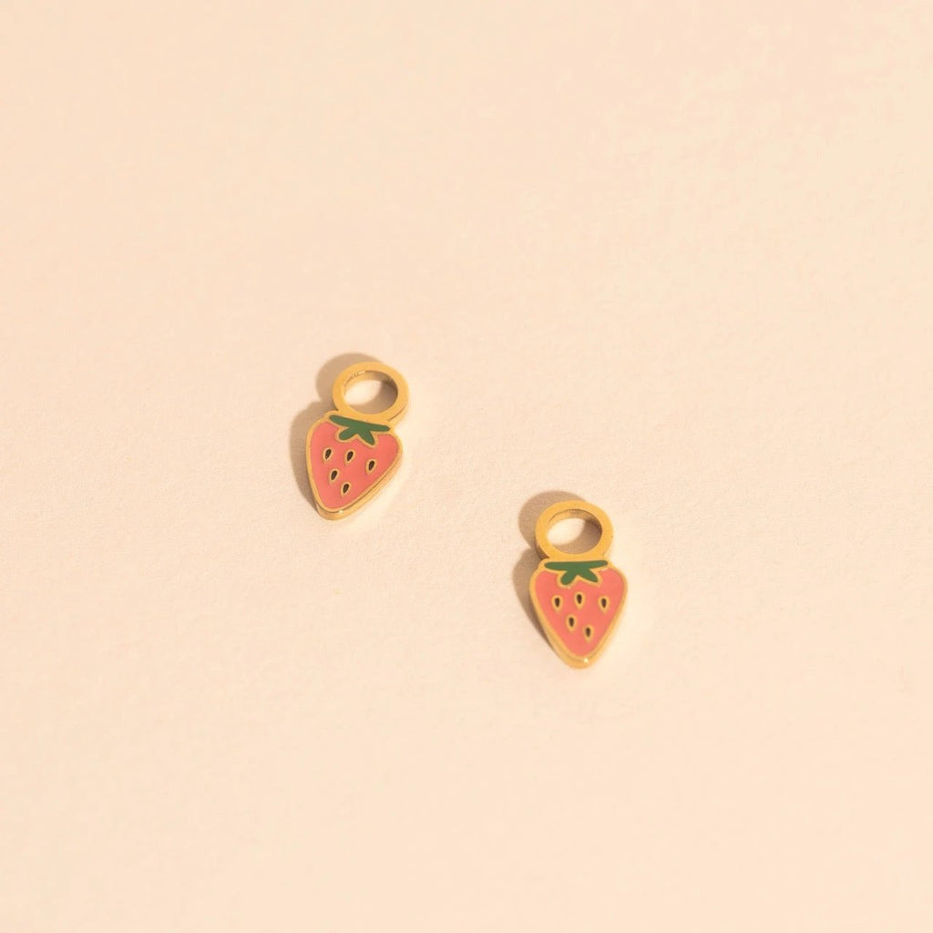Mini Strawberry Huggie Hoop Charms by Oh Clementine