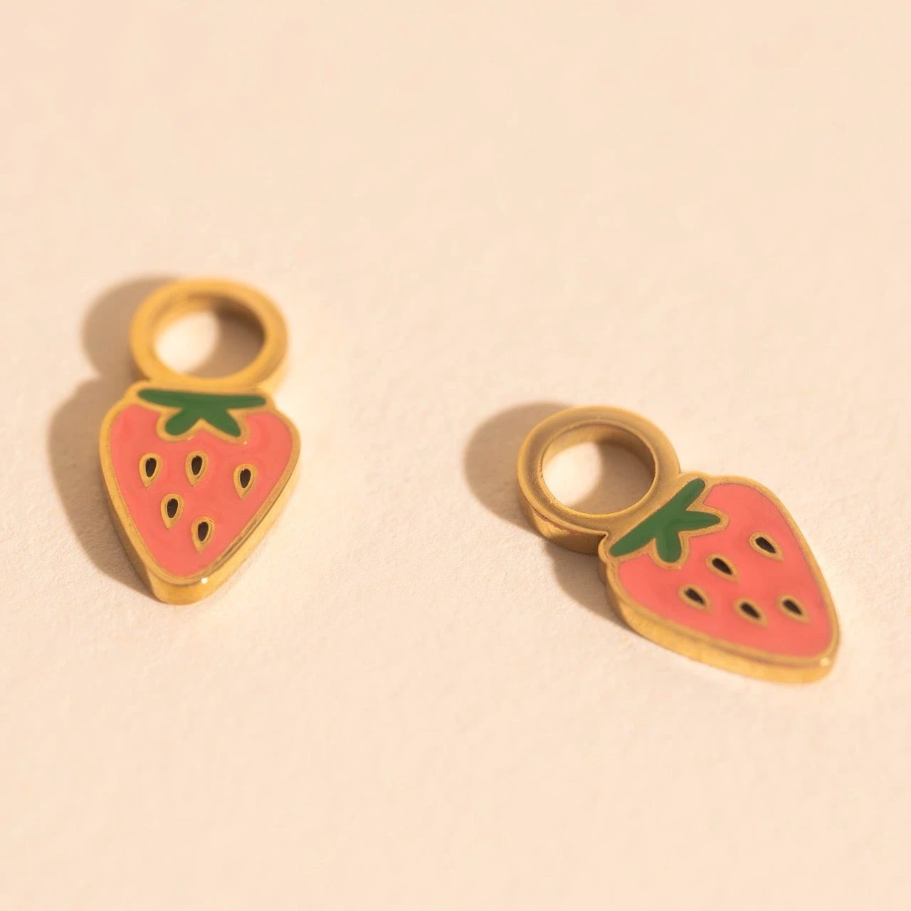 Mini Strawberry Huggie Hoop Charms by Oh Clementine
