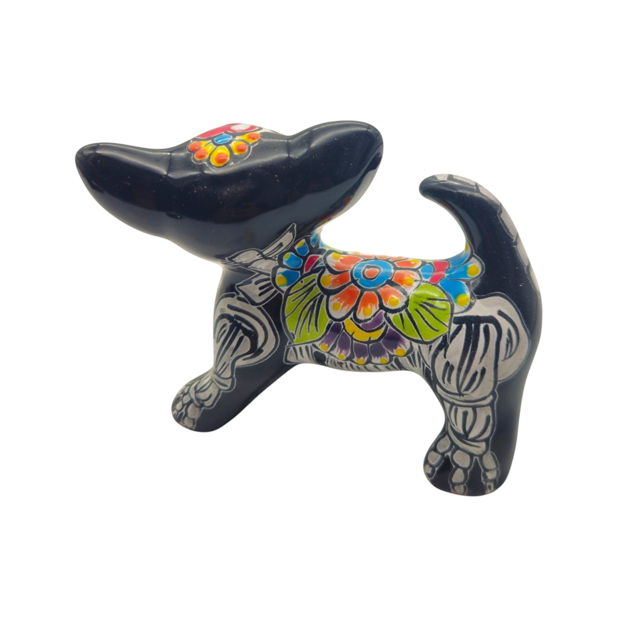 Mini Talavera Chihuahua | Colorful Day of the Dead Figurine Talavera Figurine La Vie Bien Mini Talavera Chihuahua | Colorful Day of the Dead Figurine