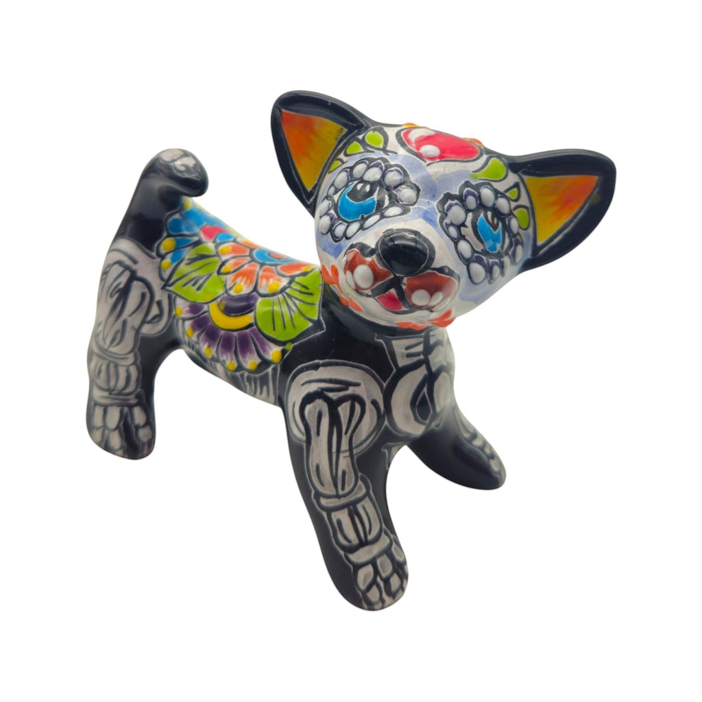 Mini Talavera Chihuahua | Colorful Day of the Dead Figurine Talavera Figurine La Vie Bien Mini Talavera Chihuahua | Colorful Day of the Dead Figurine