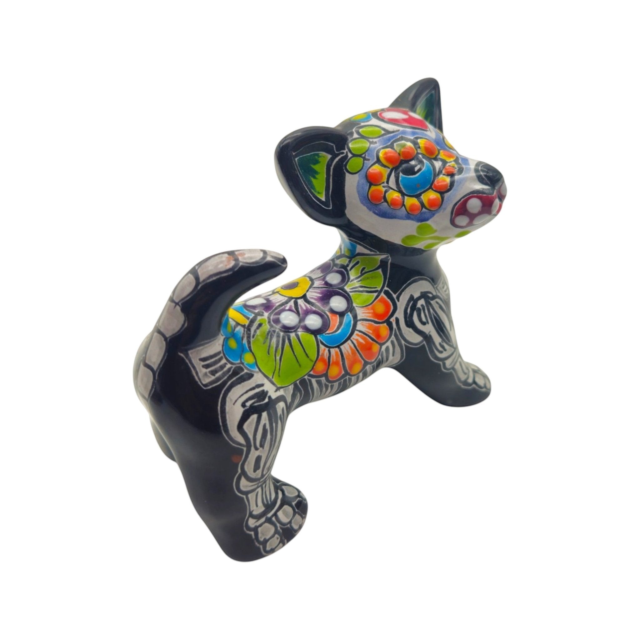 Mini Talavera Chihuahua | Colorful Day of the Dead Figurine Talavera Figurine La Vie Bien Mini Talavera Chihuahua | Colorful Day of the Dead Figurine