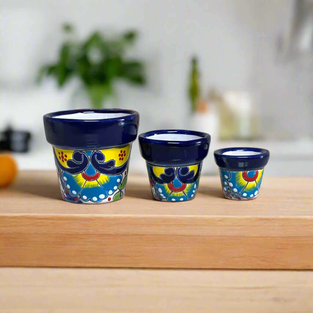 Mini Talavera Flower Pot Set | Colorful Mexican Planters (Set of 3) Talavera Flower Pot La Vie Bien Mini Talavera Flower Pot Set | Colorful Mexican Planters (Set of 3)
