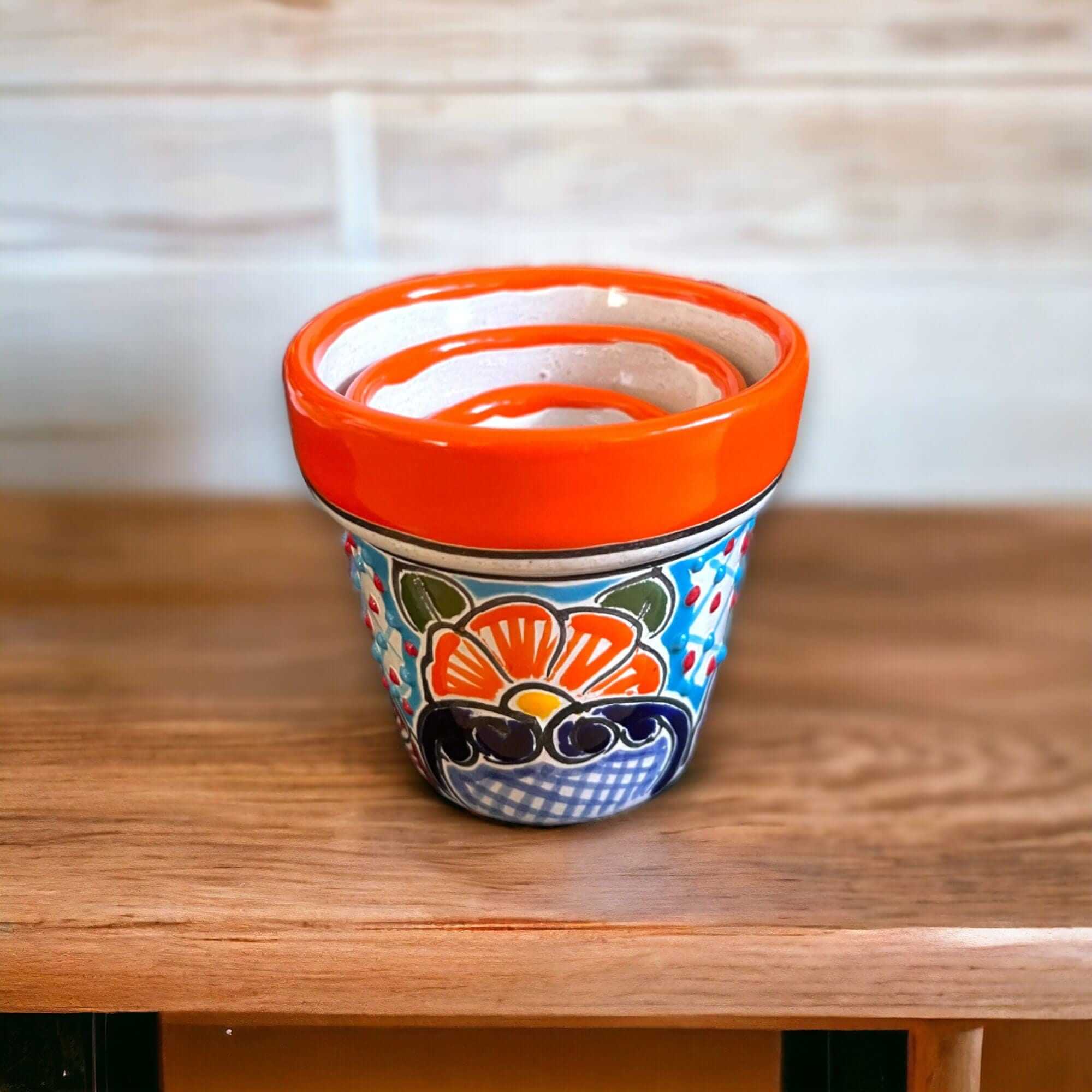 Mini Talavera Flower Pot Set | Colorful Mexican Planters (Set of 3) Talavera Flower Pot La Vie Bien Mini Talavera Flower Pot Set | Colorful Mexican Planters (Set of 3)