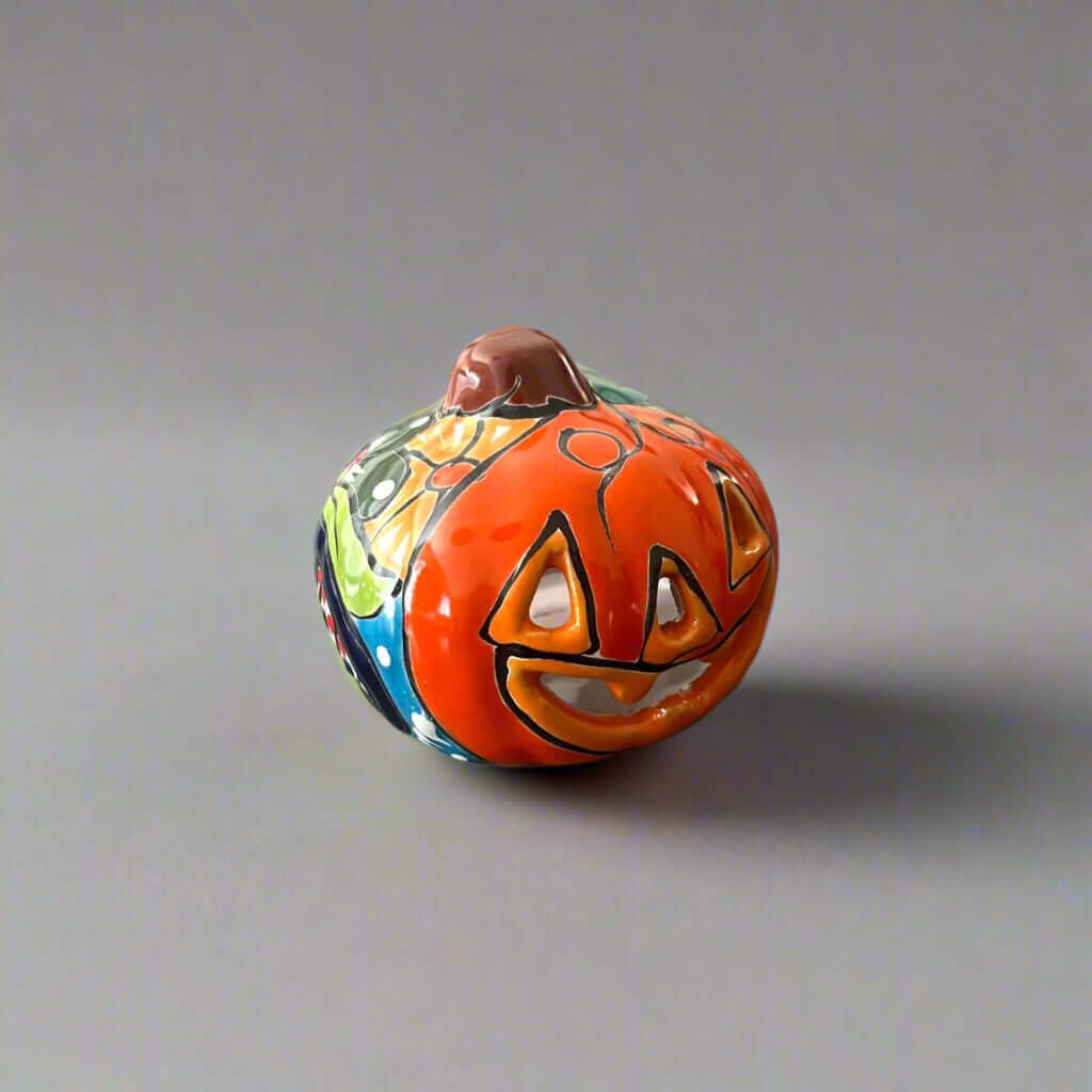 Mini Talavera Pumpkin | Handcrafted Mexican Jack-O'-Lantern Talavera Statue La Vie Bien Mini Talavera Pumpkin | Handcrafted Mexican Jack-O'-Lantern