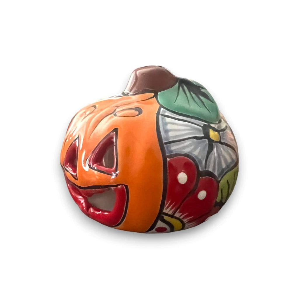 Mini Talavera Pumpkin | Handcrafted Mexican Jack-O'-Lantern Talavera Statue La Vie Bien Mini Talavera Pumpkin | Handcrafted Mexican Jack-O'-Lantern