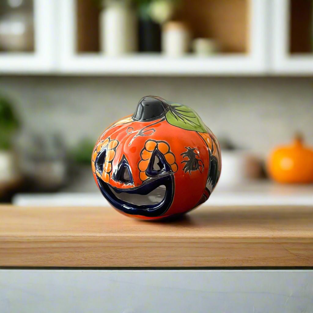 Mini Talavera Pumpkin | Handcrafted Mexican Jack - O' - Lantern Talavera Statue La Vie Bien Mini Talavera Pumpkin | Handcrafted Mexican Jack - O' - Lantern